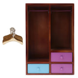 Maxbell 1/6 Doll House Wooden Wardrobe & Clothes Hangers Model Furniture Accessories