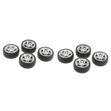 Maxbell 8pcs 1: 10 Drift Car Racing Car 5 Spoke Black Wheel Rims & Rubber Tires 48mm