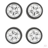 Maxbell 8pcs 1: 10 Drift Car Racing Car 5 Spoke Black Wheel Rims & Rubber Tires 48mm