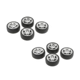Maxbell 8pcs 1: 10 Drift Car Racing Car 5 Spoke Black Wheel Rims & Rubber Tires 48mm