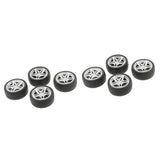 Maxbell 8pcs 1: 10 Drift Car Racing Car 5 Spoke Black Wheel Rims & Rubber Tires 48mm