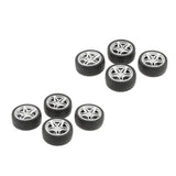 Maxbell 8pcs 1: 10 Drift Car Racing Car 5 Spoke Black Wheel Rims & Rubber Tires 48mm