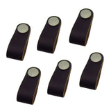 Maxbell 6x Handmade Leather Suitcase Handle Drawer Cabinet Leather Handle Pulls Knob