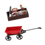 Maxbell 1/12 Dollhouse Miniature Horticulture Gardening Box Kit And Metal Cart Model