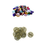 Maxbell 100g Colorful Round Glass Mosaic+10 Pieces Pin Back Blank Brooch Settings