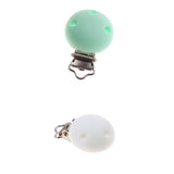 Maxbell 2 Pcs Cute Baby Pacifier Round Silicone Soother Clip Metal Holders Clasp
