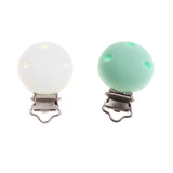 Maxbell 2 Pcs Cute Baby Pacifier Round Silicone Soother Clip Metal Holders Clasp