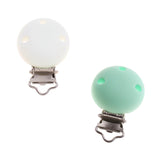 Maxbell 2 Pcs Cute Baby Pacifier Round Silicone Soother Clip Metal Holders Clasp
