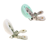 Maxbell 2 Pcs Cute Baby Pacifier Round Silicone Soother Clip Metal Holders Clasp