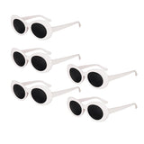 Maxbell 5 Retro Clout Goggles Glasses White Oval Bold Mod Thick Frame Sunglasses