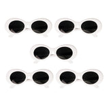 Maxbell 5 Retro Clout Goggles Glasses White Oval Bold Mod Thick Frame Sunglasses