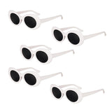 Maxbell 5 Retro Clout Goggles Glasses White Oval Bold Mod Thick Frame Sunglasses