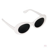 Maxbell 5 Retro Clout Goggles Glasses White Oval Bold Mod Thick Frame Sunglasses