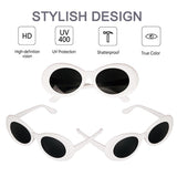 Maxbell 5 Retro Clout Goggles Glasses White Oval Bold Mod Thick Frame Sunglasses