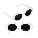 Maxbell 5 Retro Clout Goggles Glasses White Oval Bold Mod Thick Frame Sunglasses