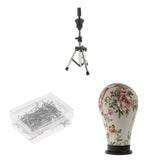 Maxbell Mannequin Cork Canvas Block Head+Pratice Holder Stand+100 T Needle Pins Kit