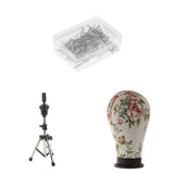 Maxbell Mannequin Cork Canvas Block Head+Pratice Holder Stand+100 T Needle Pins Kit