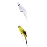 Maxbell 2x Realistic Parrot Artificial Feather Bird Animal Ornament White Yellow