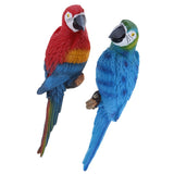 Maxbell 2x Resin Parrot Bird Model Toy Animal Ornament Hanging Decor Red & Blue 31cm
