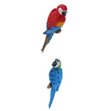 Maxbell 2x Resin Parrot Bird Model Toy Animal Ornament Hanging Decor Red & Blue 31cm