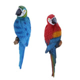 Maxbell 2x Resin Parrot Bird Model Toy Animal Ornament Hanging Decor Red & Blue 31cm