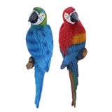 Maxbell 2x Resin Parrot Bird Model Toy Animal Ornament Hanging Decor Red & Blue 31cm
