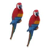 Maxbell 2x Realistic Parrot Resin Bird Animal Ornament Hanging 31cm Look Right Red