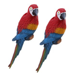 Maxbell 2x Realistic Parrot Resin Bird Animal Ornament Hanging 31cm Look Right Red