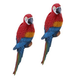 Maxbell 2x Realistic Parrot Resin Bird Animal Ornament Hanging 31cm Look Right Red