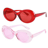 Maxbell 2 Retro Transparent Clout Goggles Oval Bold Mod Thick Framed Sunglasses