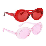 Maxbell 2 Retro Transparent Clout Goggles Oval Bold Mod Thick Framed Sunglasses