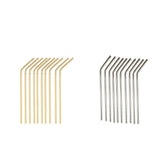 Maxbell 20 Pieces Reusable Metal Stainless Steel Drinking Straws Curved for Cups