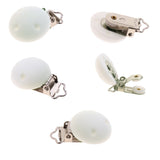 Maxbell 5 Pcs Cute Baby Pacifier Round Silicone Soother Clip Metal Holders Clasp
