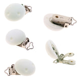 Maxbell 5 Pcs Cute Baby Pacifier Round Silicone Soother Clip Metal Holders Clasp