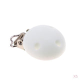 Maxbell 5 Pcs Cute Baby Pacifier Round Silicone Soother Clip Metal Holders Clasp