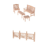 Maxbell 1/12 Dollhouse Miniature Furniture Garden Decor Bench Chair Table Rail Fence