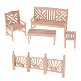 Maxbell 1/12 Dollhouse Miniature Furniture Garden Decor Bench Chair Table Rail Fence