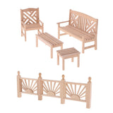 Maxbell 1/12 Dollhouse Miniature Furniture Garden Decor Bench Chair Table Rail Fence