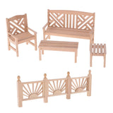Maxbell 1/12 Dollhouse Miniature Furniture Garden Decor Bench Chair Table Rail Fence