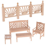 Maxbell 1/12 Dollhouse Miniature Furniture Garden Decor Bench Chair Table Rail Fence