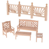 Maxbell 1/12 Dollhouse Miniature Furniture Garden Decor Bench Chair Table Rail Fence