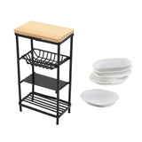 Maxbell 1/12 Dollhouse Miniature Ceramic Dishes & Metal Rack Kitchen Furniture Decor