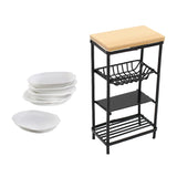 Maxbell 1/12 Dollhouse Miniature Ceramic Dishes & Metal Rack Kitchen Furniture Decor