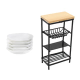 Maxbell 1/12 Dollhouse Miniature Ceramic Dishes & Metal Rack Kitchen Furniture Decor