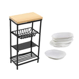 Maxbell 1/12 Dollhouse Miniature Ceramic Dishes & Metal Rack Kitchen Furniture Decor