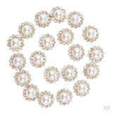 Maxbell 40 Pieces Faux Pearl Buttons Rhinestone Embellishments Flatback for DIY 12mm