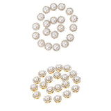 Maxbell 40x Faux Pearl Buttons Rhinestone Embellishments Flatback for DIY 10mm+8mm