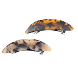 Maxbell 2Pcs Women's French Acetate Hair Clip Ladies Leopard Curved Barrette Hairpin