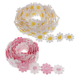 Maxbell 6 Yards 25mm Daisy Flower Embroidery Lace Trim Applique Ribbon Sewing Craft