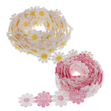 Maxbell 6 Yards 25mm Daisy Flower Embroidery Lace Trim Applique Ribbon Sewing Craft